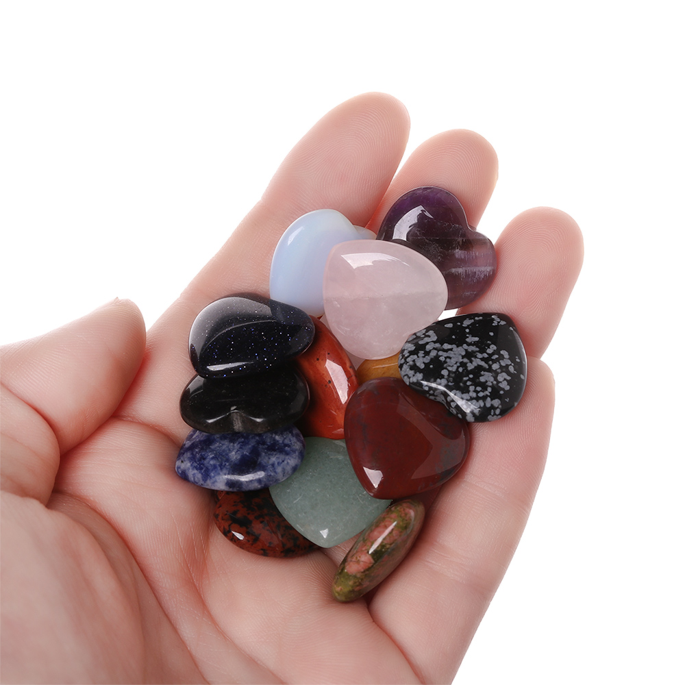 1PC Natural Quartz Heart Shape Crystal Reiki Minerals Chakra Healing Stone Handmade Jewelry Gemstones Pendant Gift Home Decor