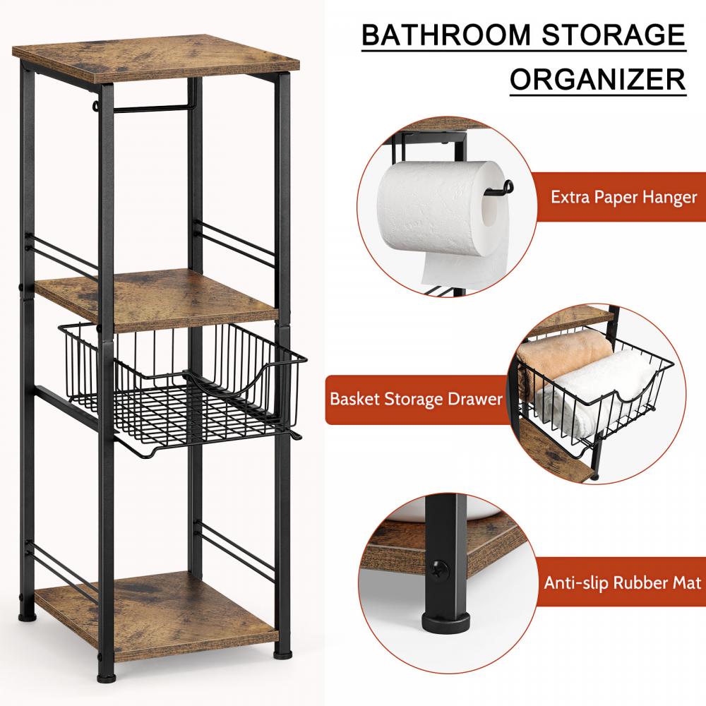 3 Tier End Table Storage Organizer for Bathroom