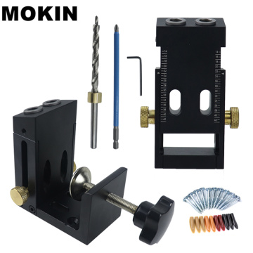 Portable Pocket Hole Jig Kit Inclined Hole Doweling Jig 15 Degree Angle Hole Puncher Household Cabinet Furniture Carpentry Tools