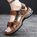 Brand Summer Men's Sandals Genuine Leather Men Slippers Gladiator Men Beach Sandals Soft Comfortable Outdoors Wading Shoes 38-48