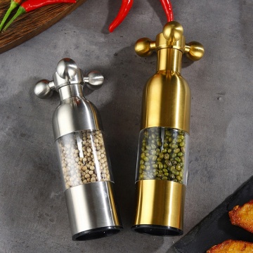 Stainless Steel Tap Grinder Manual Salt Pepper Mill Spice Sauce Grinder Ceramic Grinding Core Silver Mill Tap Mills Kitchen Tool