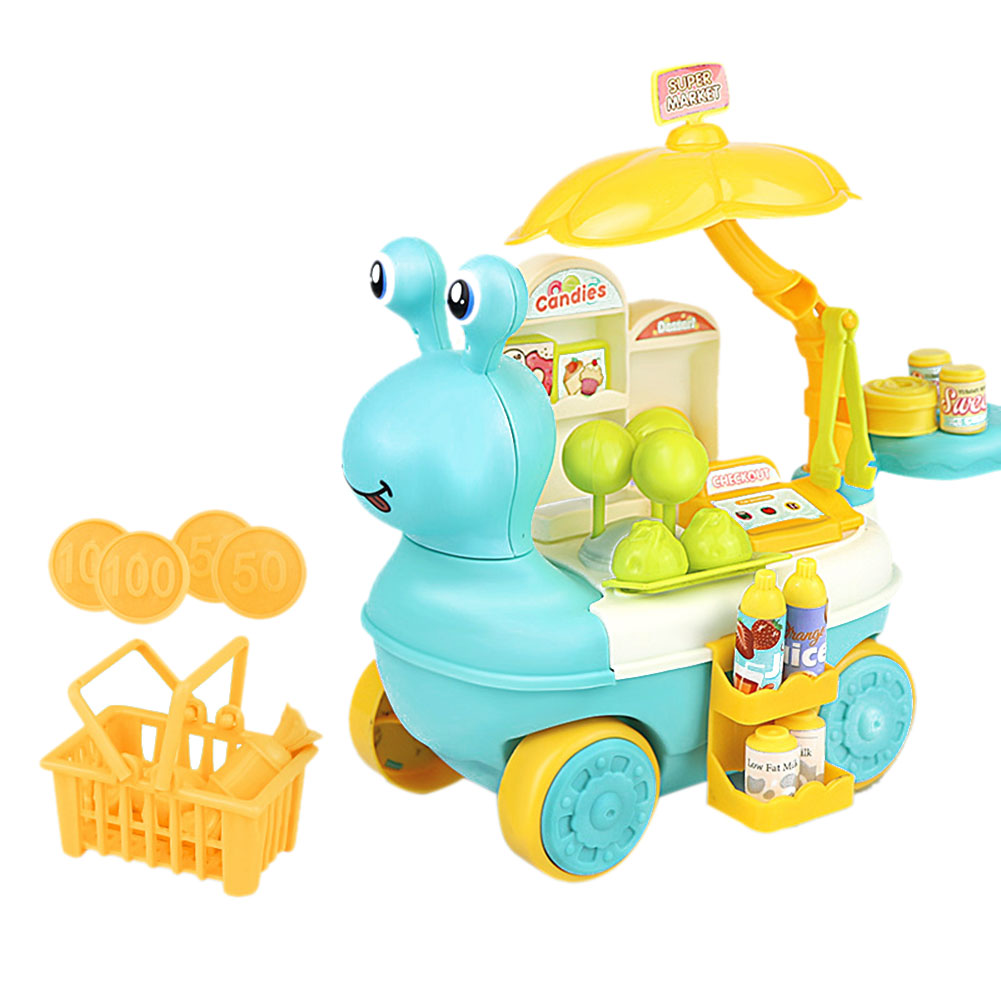 Trolley Simulation Candy Cart Small Snail Shape Children Pretend Play House Toy Kids Pretend Play Toys Color Box