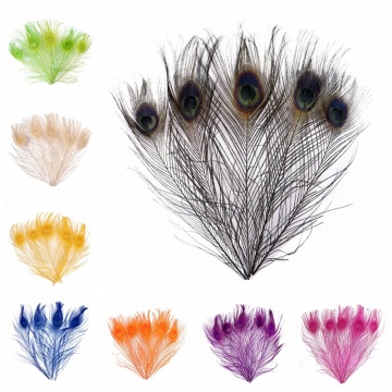 Wholesale 100Pcs/lot beautiful Dyeing peacock feathers length 25-32CM 10-13inch beautiful peacock feather Diy jewelry Decorative