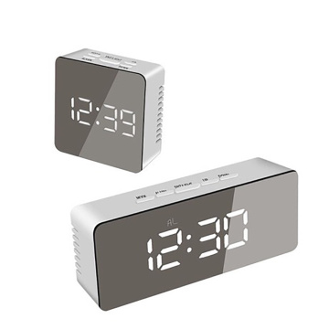 Alarm Clock Digital Electronic Smart Mechanical LED Mirror Snooze Table Wake Up Light Temperature Fuctions Button Desk USB