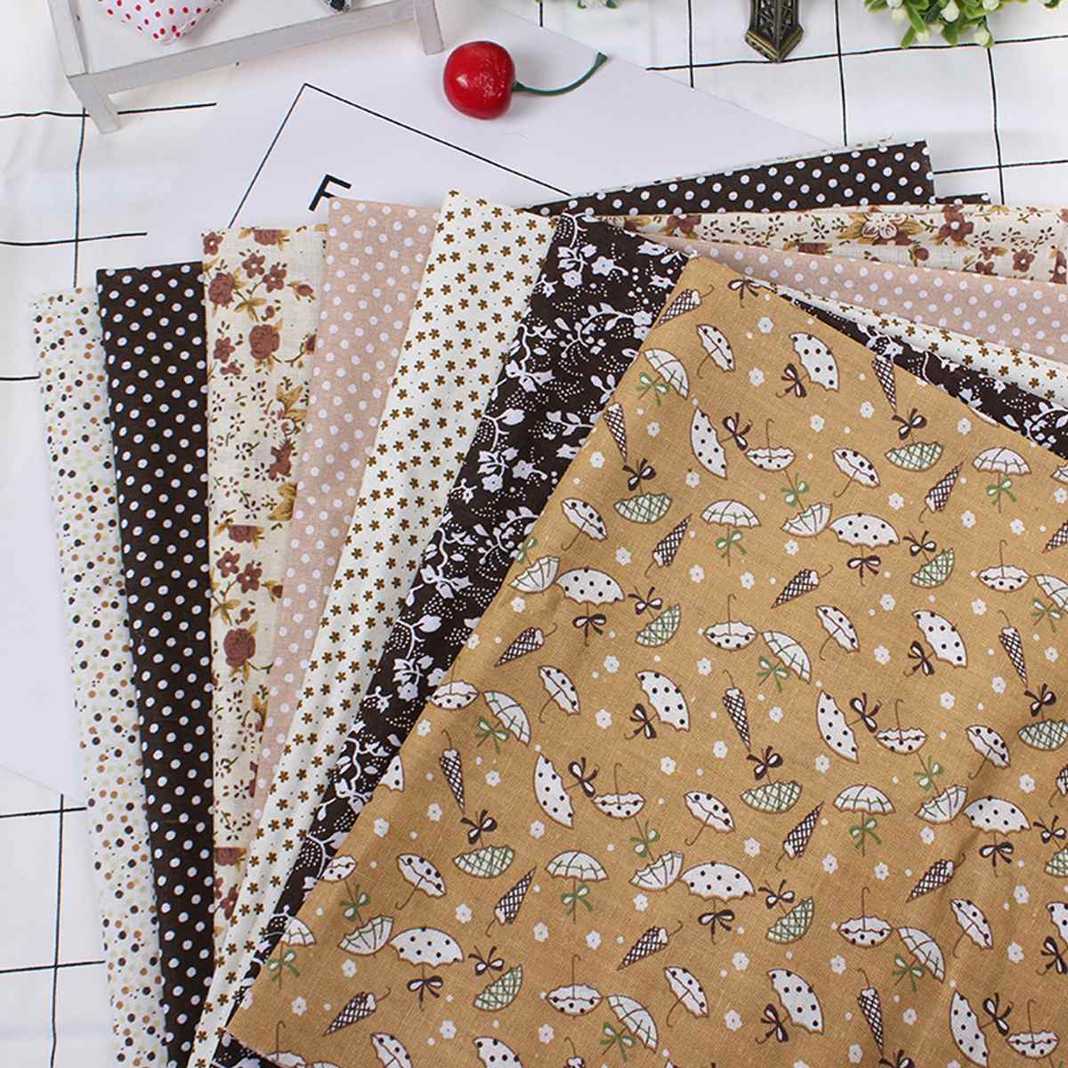 7pcs 50*50CM Square Crafts Cloth 100% Cotton Fabric Print Cloth Sewing Quilting for Patchwork Needlework DIY Handmade Material