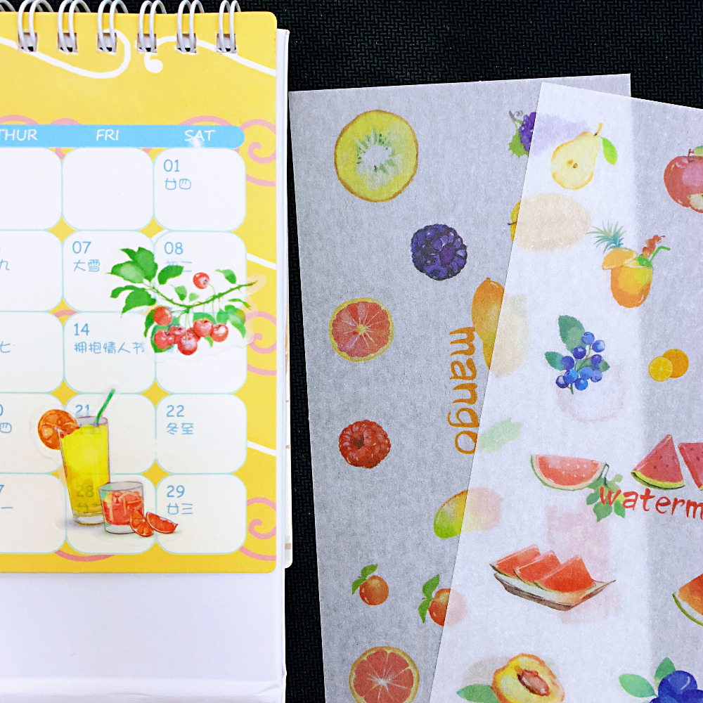 6 Sheets Fresh Mango Orange Pineapple Strawberry Lemon Watermelon Adhesive Stickers Decorative Album Diary Stick Label Kids Gift