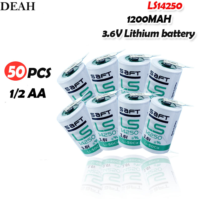 50pcs/lot New Original SAFT LS 14250 LS14250 14250 3.6V 1/2 AA 1/2AA primary battery LS14250 PLC Lithium Battery With Pins