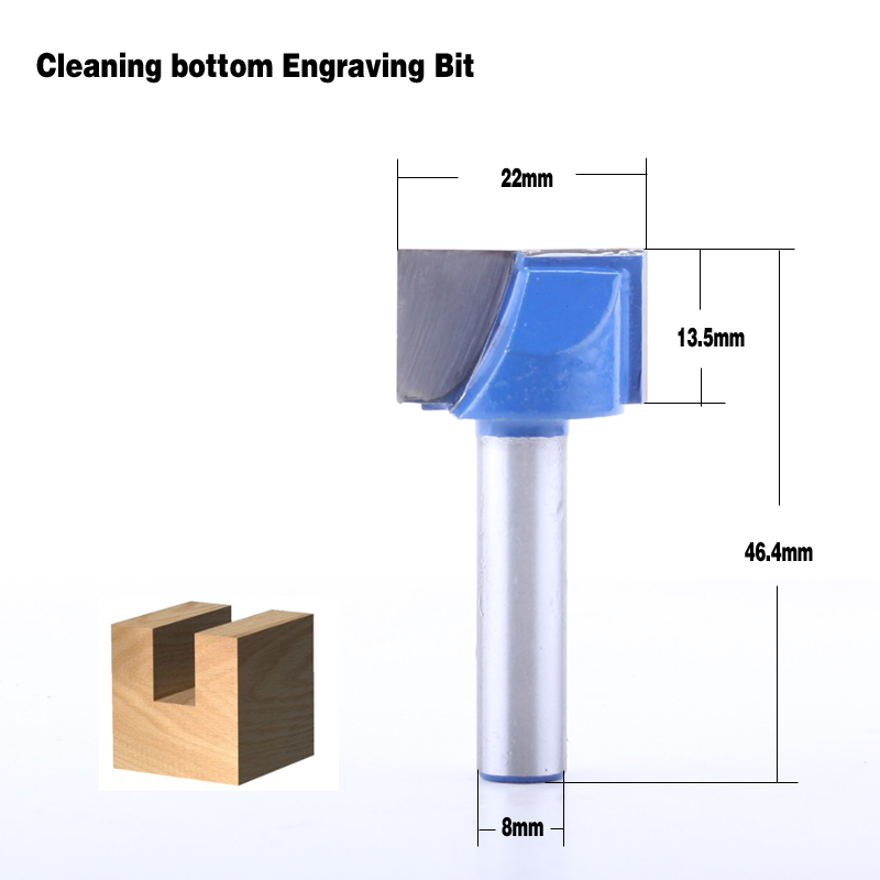 4pcs 8mm Cleaning bottom Engraving Bit solid carbide router bit 10,15,22,30mm Diameter CNC milling cutter endmill for wood