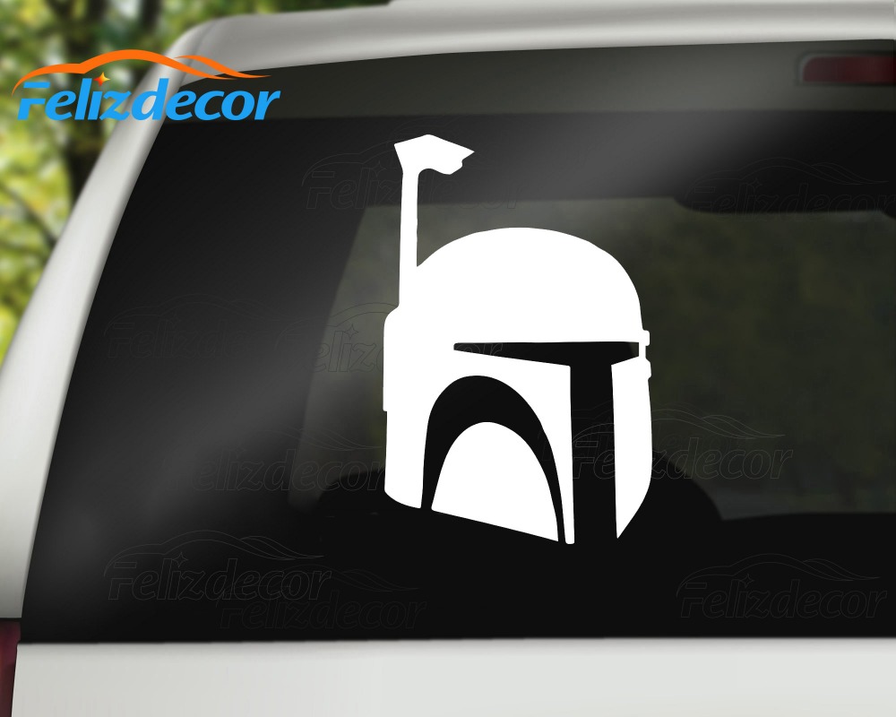 20cm tall Boba Fett Helmet Silhouette Art Vinyl Car Decals Window Bumper Waterproof Stickers Modern Decor L340