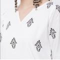 Woman Fashion Ethnic India Styles Printing Sets Cotton New India Kurtas Three Quarter Sleeves Long Thin Top