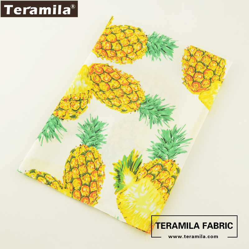 Teramila Cotton Poplin Fabric High Quality Bedding Clothing Fresh Pineapples Design Tissue Shirt Dress Crafts Patchwork Textile