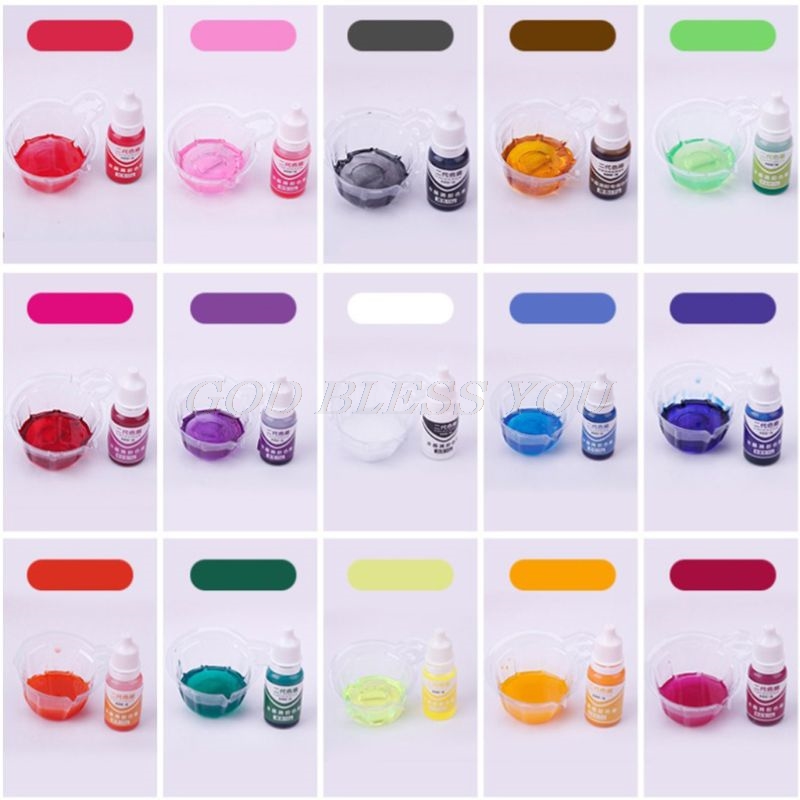 15 Color 10ml 15 Color Epoxy UV Resin Colorant Jewelry Liquid Pigment Bath Bomb Soap Dye Handmade Soap Coloring Powder