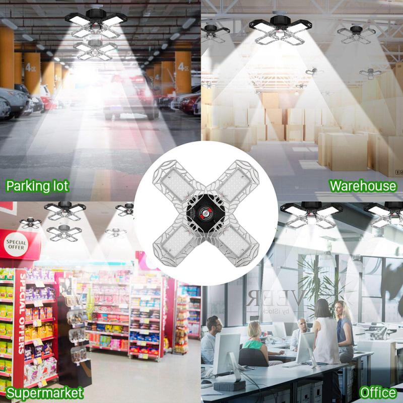 LED Garage Lights Indoor Ceiling Lights Brightness 120W 12000LM 6000K Daylight For Workshop E26/E27 Deformation Warehouse Lamp