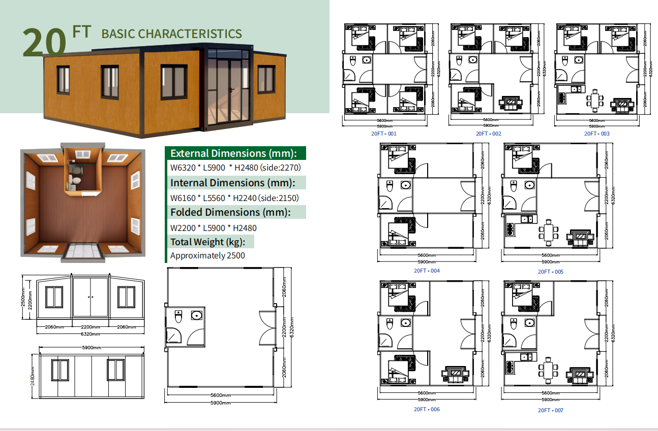 20ft expandable container house