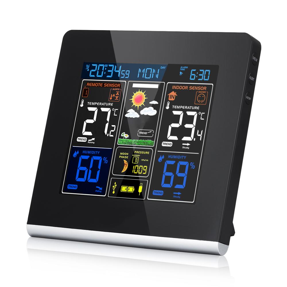 Protmex 3379C Digital Weather Station Wireless + Indoor Outdoor Sensor Temperature Instruments Hygrometer Thermometer Clock