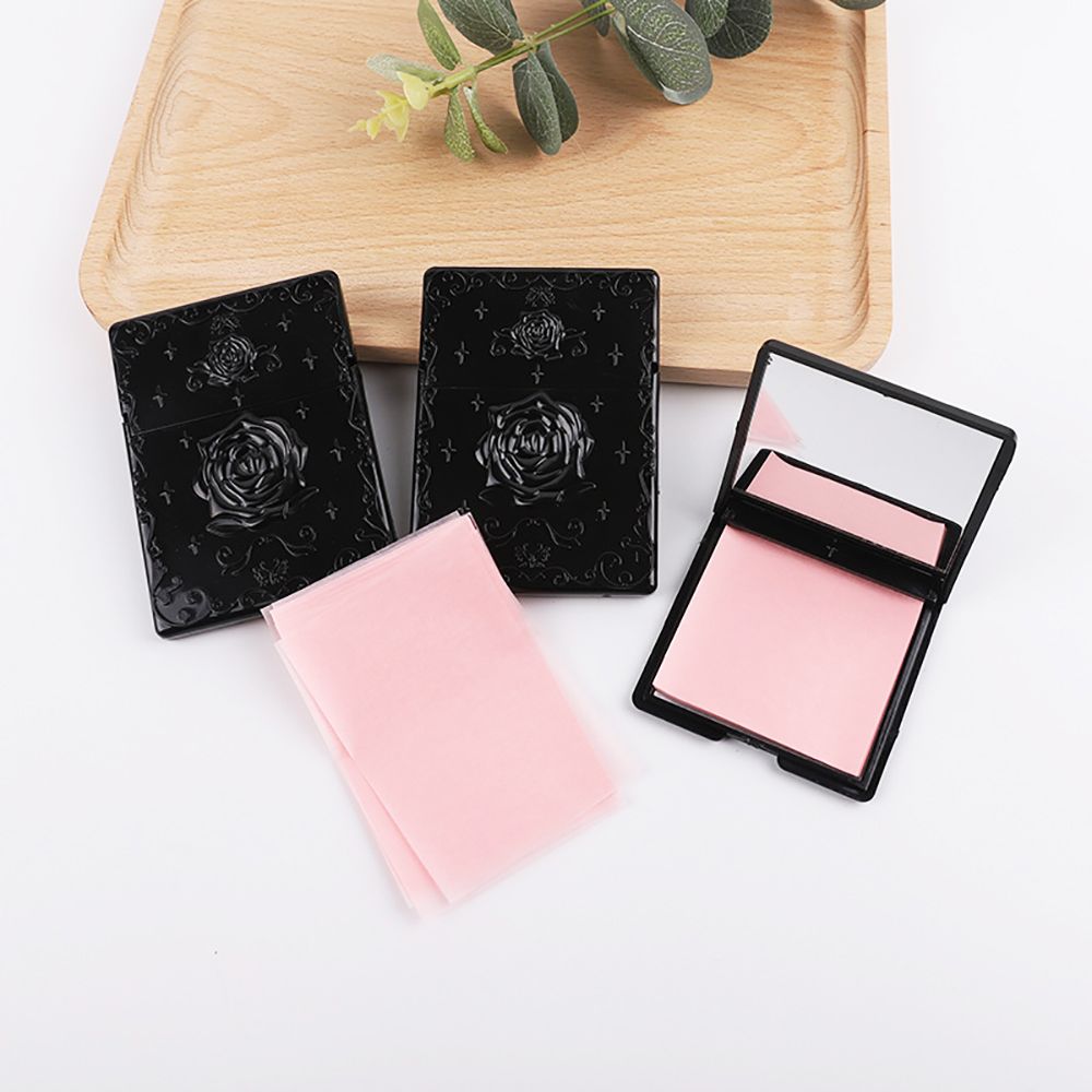 Portable Facial Oil Blotting Paper with Mirror Cleansing Face Absorbing Oil Control Facial Tissue Skin Care Makeup Remover Tools