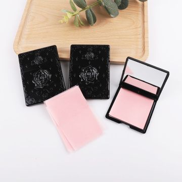 Portable Facial Oil Blotting Paper with Mirror Cleansing Face Absorbing Oil Control Facial Tissue Skin Care Makeup Remover Tools