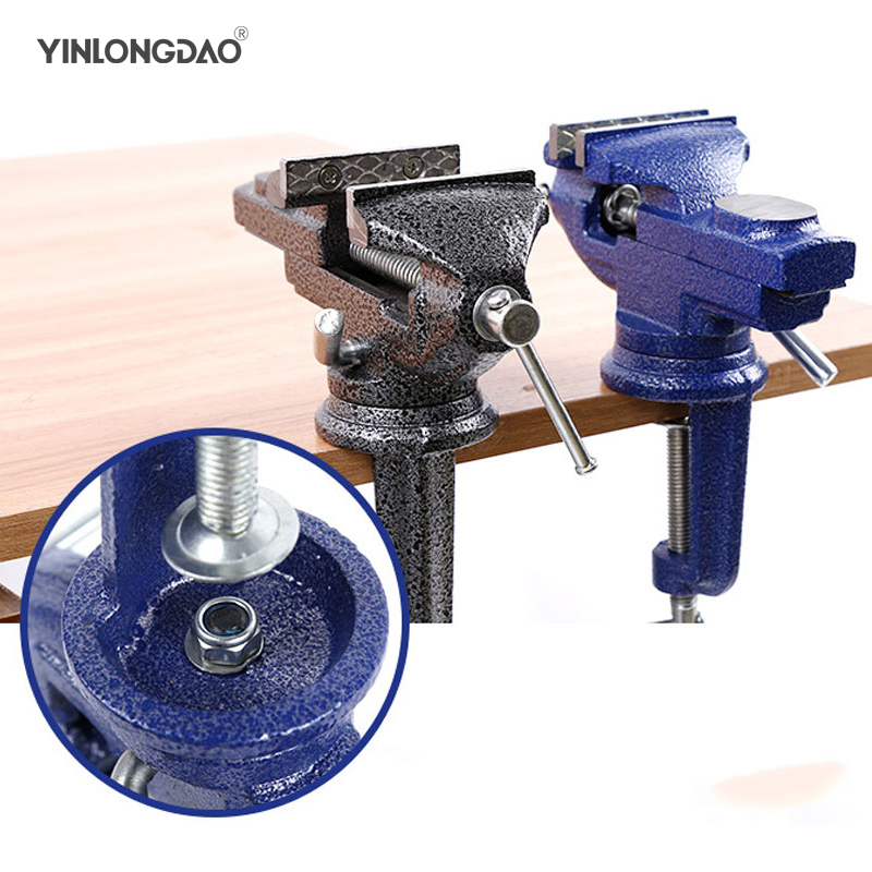 50/ 60/70mm Light Duty Mechanic Clamp-on Table Vise 360 Degree Swivel Base Cast Iron Table Top Clamp Press Vice with Anvil