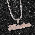 Uwin Small Custom Name Necklace Cursive Letter With Tennis Chain Cubic Zirconia Fashion Hiphop Jewelry