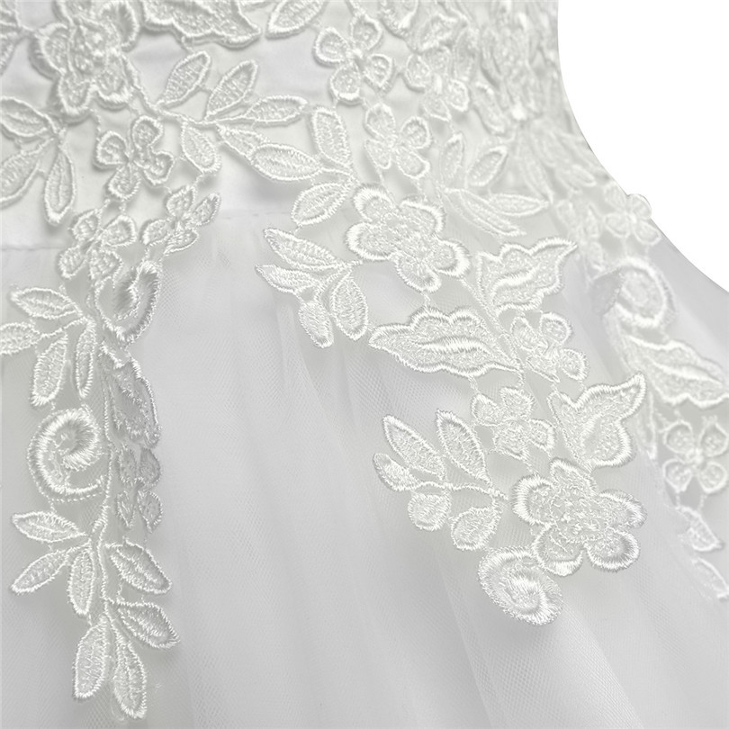 White/Ivory Sleeveless Tea Length First Communion Flower Girl Dresses for Kids Floral Lace Pageant Weddings Party Prom Gown