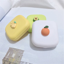 1Pcs Cute Fruit Pattern Contact Lens Case Mini Acrylic Travel Holder Container With Mirror Contact Lenses Box For Women And Man