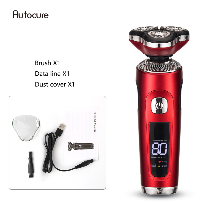 Autocure 2020 New Electric Shaver Multi-Function Three-Head USB Rechargeable Razor Double Ring Curved Floating Blade Men Shaver