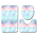 Fish Scales Pattern Bathroom Carpets Set 3Pcs Flannle Bathroom Bath Mat Toilet Rugs Anti-slip Floor Pad Toilet Seat Cover Mat