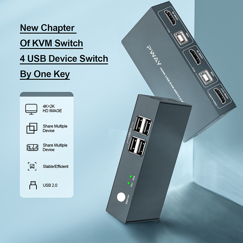 PWAY HDMI KVM Switch 2 Port 4K*2K@30Hz USB Switch KVM VGA Switcher Splitter Box for Keyboard Mouse KVM Switch HDMI VGA