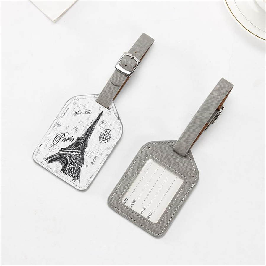 Zoukane Tower Suitcase bag Leather Luggage Tag Label Bag suitcases identifier Women Travel Accessories Name ID Address Tags LT08