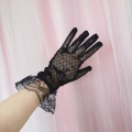 Women's Sexy Transparent Gloves Black White Pot Bowknot Sheer Tulle Gloves Ladies Summer Guantes Prom Party Dress Fishnet Gloves