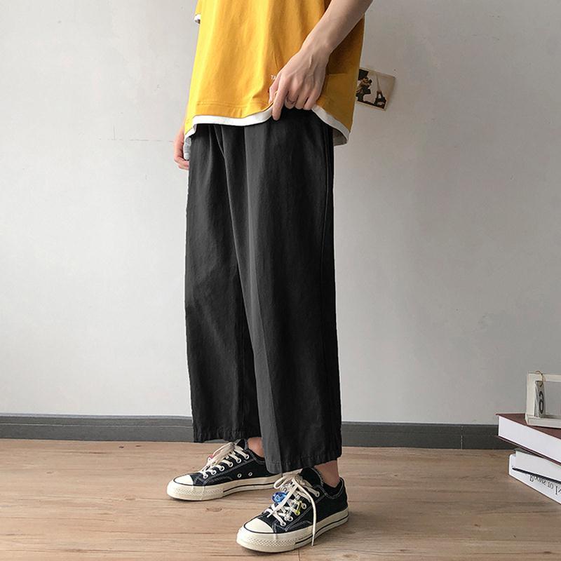 Casual Pants Men Loose Straight All-match Ankle-length Cargo Wide-leg Mens Trousers Ins Solid Simple Trendy Oversize 3XL Korean