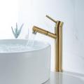 Tuqiu Bathroom Faucet Shower Head Brushed Gold Pull Out Basin Faucet Cold And Hot Sink Tap Single Handle Deck Mounted Black Tap