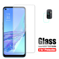 for Oppo A53 Glass Protectve On for Oppo A52 Glass Screen Protector And Camera Len Glas OppoA53 A 53 Protection Film HD Black