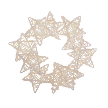 10Pcs Rustic Star Rattan Wicker Vine Ball for Wedding Party Home Decoration Christmas Xmas Ornaments DIY Craft 7cm - White