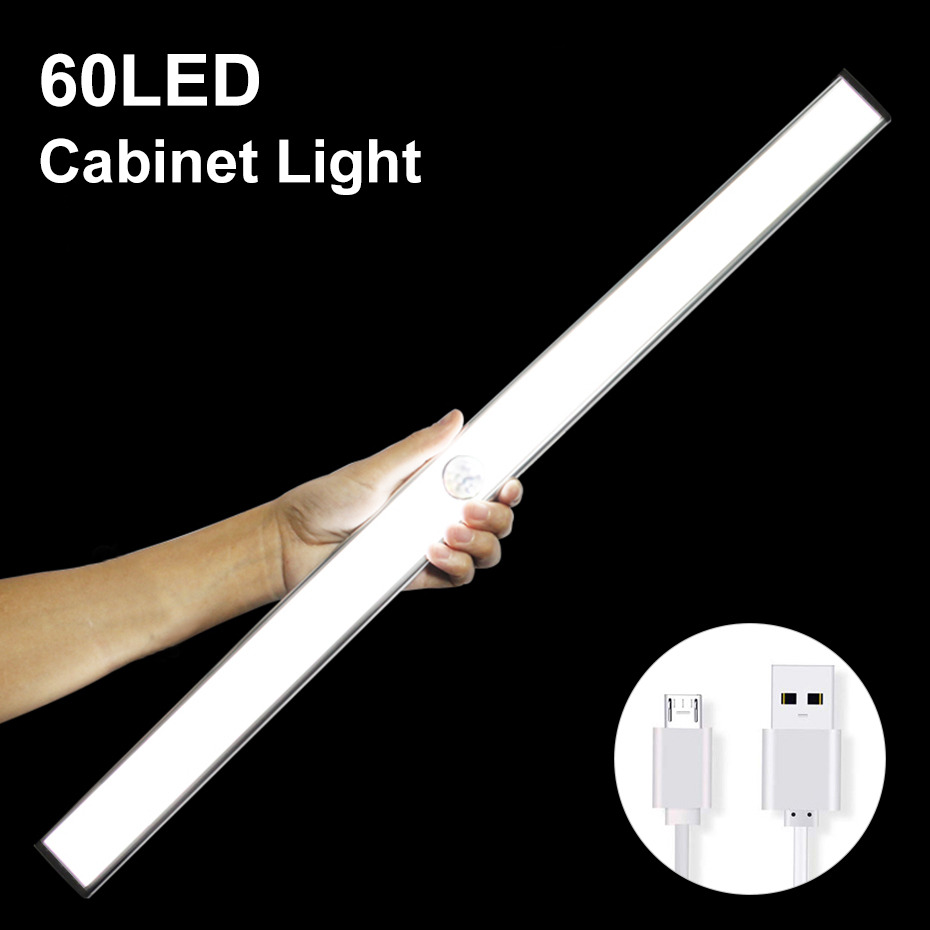 Rechargeable 24/40/60 LEDs Cabinet PIR Motion Sensor Light Bar For Closet Wardrobe Under Cabinet Energy-saving Night Light DC5V
