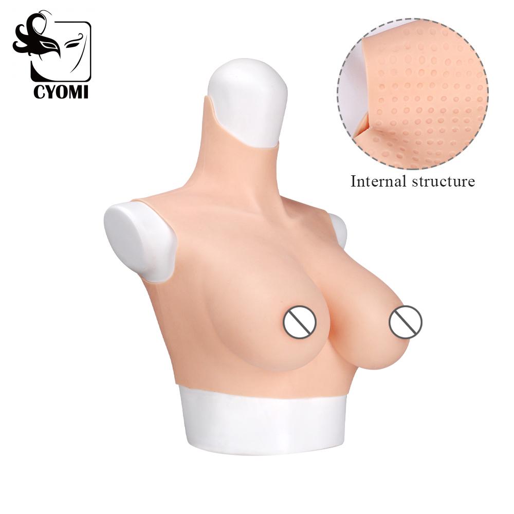 CYOMI 6G Silicone Breast Forms New Upgraded Material Porous Silica Gel Prosthesis Artificial Skin Lifelike Fake Boobs shemale