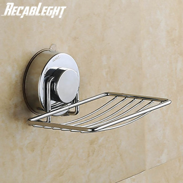 Recableght Suction Cup Soap Holder Drain Stainless Steel Wall-Mounted Soap Dish Shower Box Dish Punch-Free Bathroom Accessories