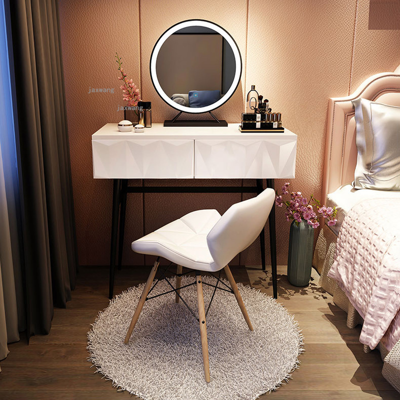 Nordic Bedroom Dressing Table Hotel Storage Cabinet Dormitory Dressers Modern Minimalist Small Apartment Makeup Table with Lamp