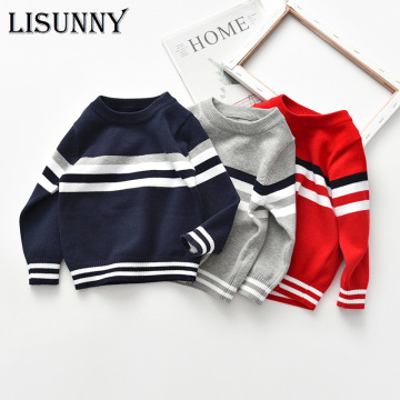 European American Style Boys Sweater Pullover 2020 Autumn Winter Kids Striped Children Baby Round Neck Sweater Fashion Clothes