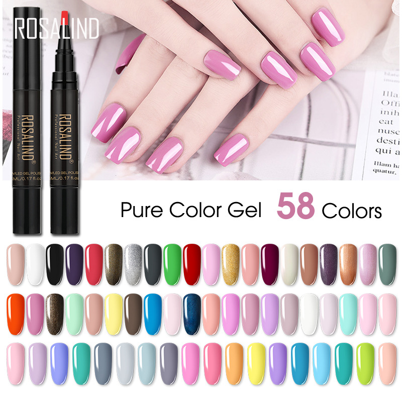 One Step Gel Nail Varnish Pen Glitter Portable Nail Art Pure Color Gel Polish Hybrid Easy To Use UV Gel Paint Glue 5ML
