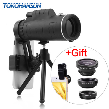 TOKOHANSUN 40X Telephoto Zoom Phone Lens Telescope 40x60 Lenses with Tripod for IPhone + Fisheye Wide Angle Macro 3In1 Lens