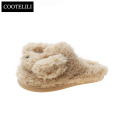COOTELILI Woman Slippers Winter Shoes For Women New Fashion Dog Faux Fur 3cm Heel Women Shoes White Beige Plus Size 40 41