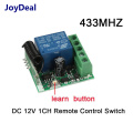 Universal 433Mhz DC12V 1CH Relay Wireless Remote Control Switch 433 MHz RF Receiver Module For Smart Home Switch Transmitter Diy