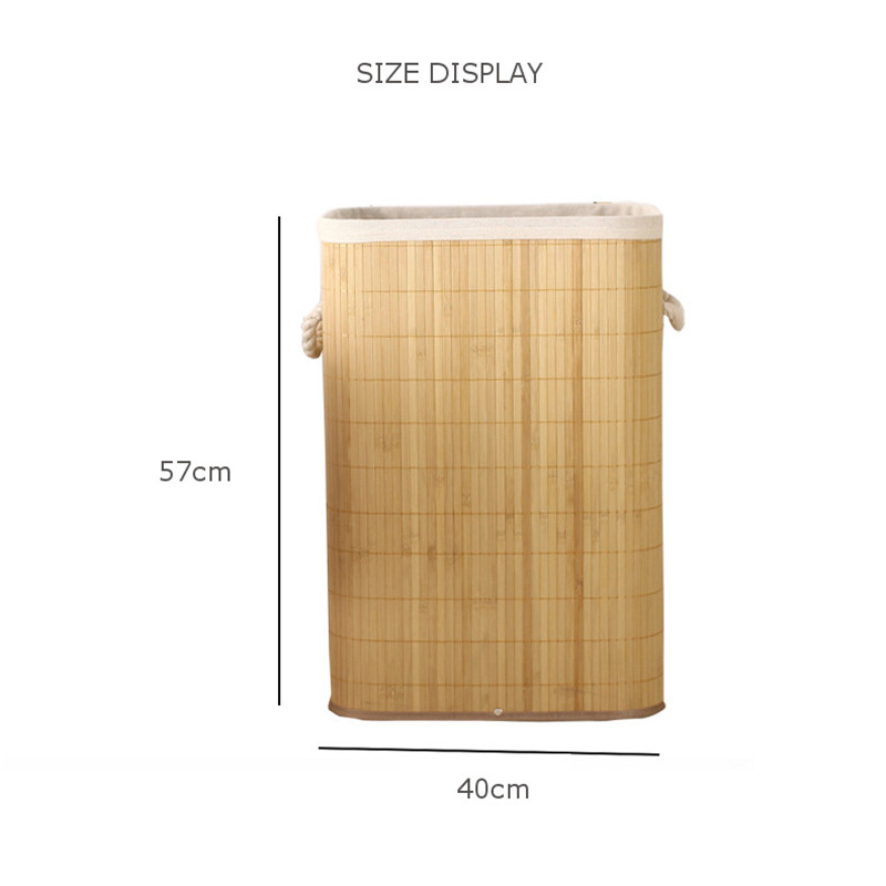 Foldable Bamboo Storage Basket Large Clothes Storage Laundry Basket Organizer for Dirty Clothes Hand Weaving Laundry Hamper
