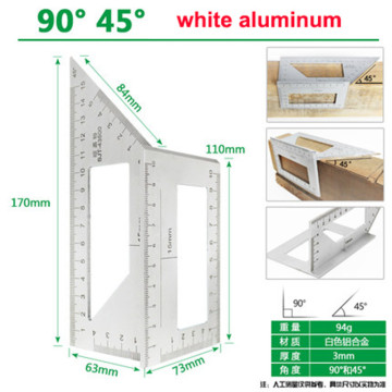 Aluminum alloy stainless steel multi-function T-shaped combination square 90 degree woodworking right angle 45 degree marking