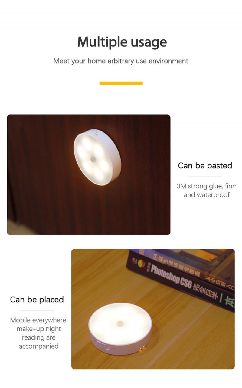 LED Night Light Motion Sensor USB Rechargeable Night Light For Kitchen Cabinet Cupboard Lamp Bathroom Stairs Induction Lamp