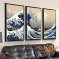 Japanese Ukiyo-e picture on wave canvas Kanagawa surfing Mount Fuji landscape wall art poster print for living room painting