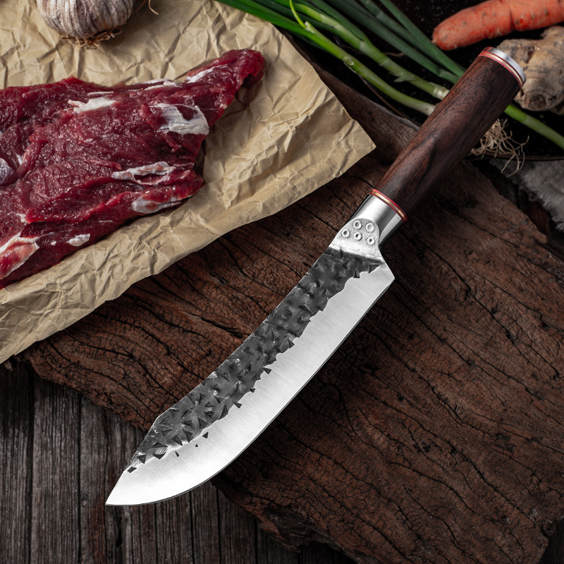 High Carbon Steel Chef Knife Boning Slicing Butcher Kitchen Knives Meat Cleaver Kitchen Slaughtering Knife with Knife Sharpener
