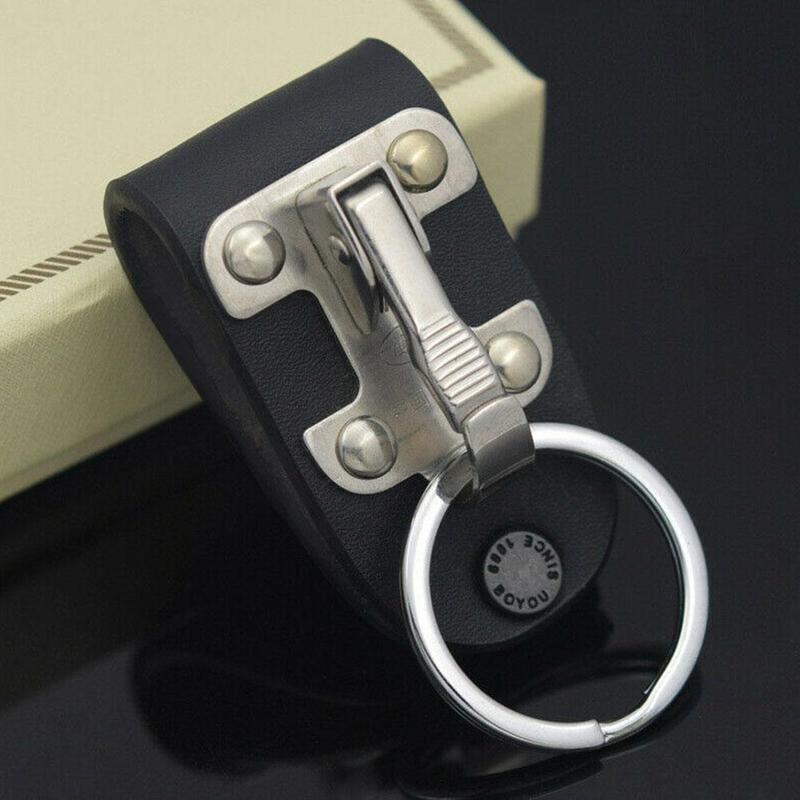 Pu Leather Key Chain Stainless Steel Keyring Holder For Men Detachable Casual Business Clip Accessories Ring Belt Key Z0B1