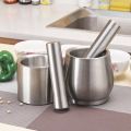 Brushed Stainless Steel Mortar and Pestle Spice Grinder Molcajete Hand Garlic Spice Grinder Pharmacy Herbs Masher Bowl